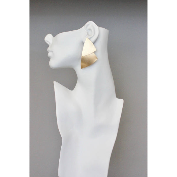 Geometric Double Triangle Brass Earrings