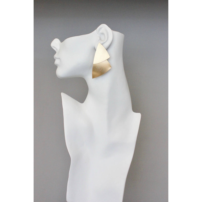 Geometric Double Triangle Brass Earrings
