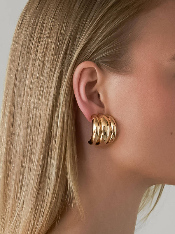 Layered Gold Stud Hoop Earrings