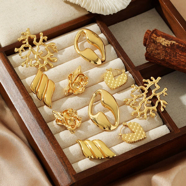 18K Coral Studs