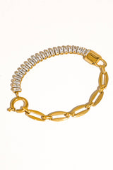 Rhinestone + Lock Chain Bracelet