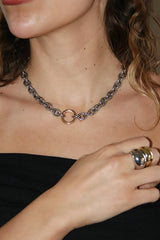 Chroma Two-Tone Rhodium Link & Chain Necklace
