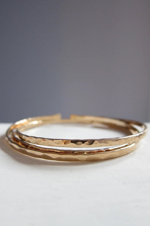 Thin Hammered Brass Bangle