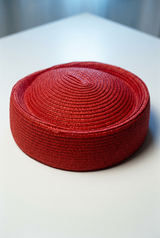 Red Straw Woven PillBox Hat