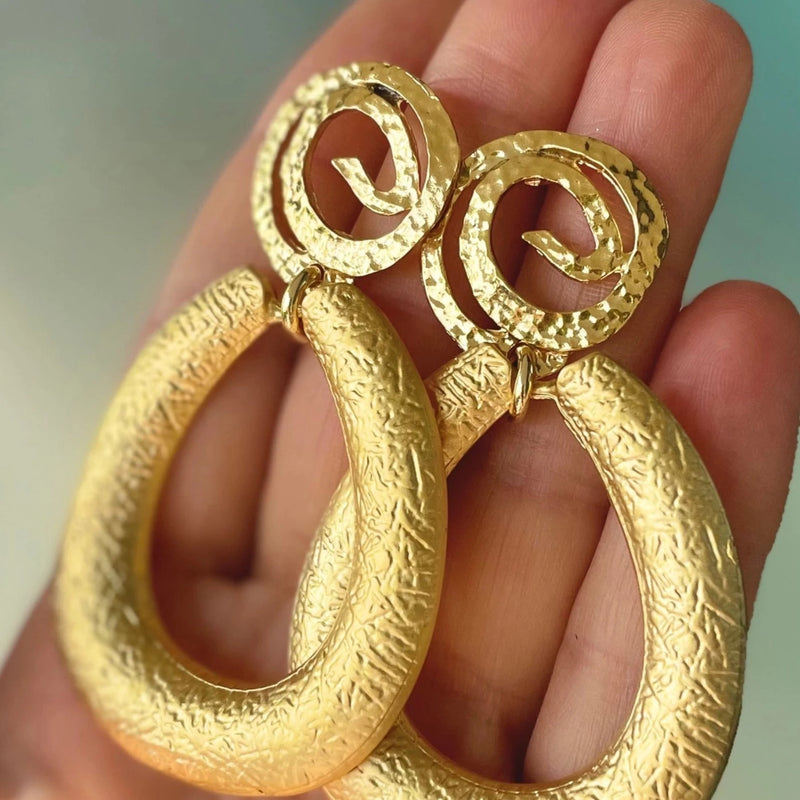 Athena Pear Gold Earrings