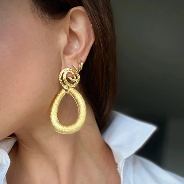 Athena Pear Gold Earrings