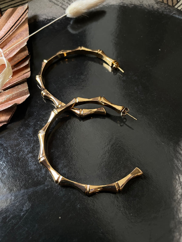 Open Bamboo Gold Filled Hoops