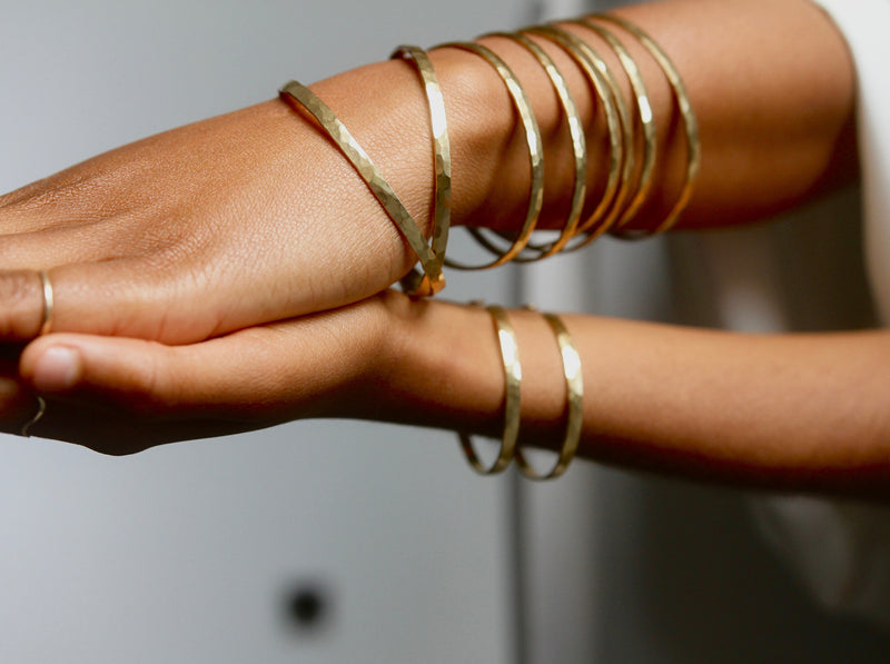 Thin Hammered Brass Bangle